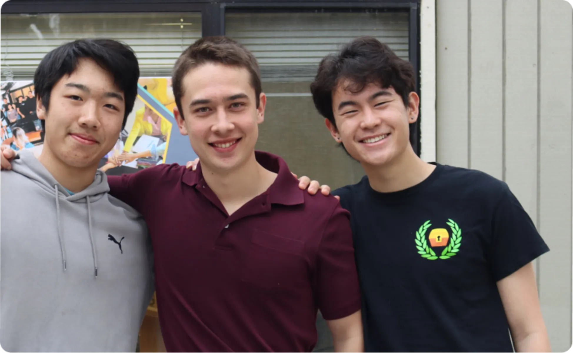 Ethan Xie, Ethan Kosaki, and Brandon Joe before the event